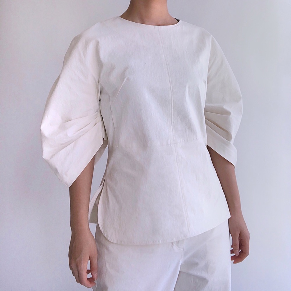 Pleated sleeve blouse top